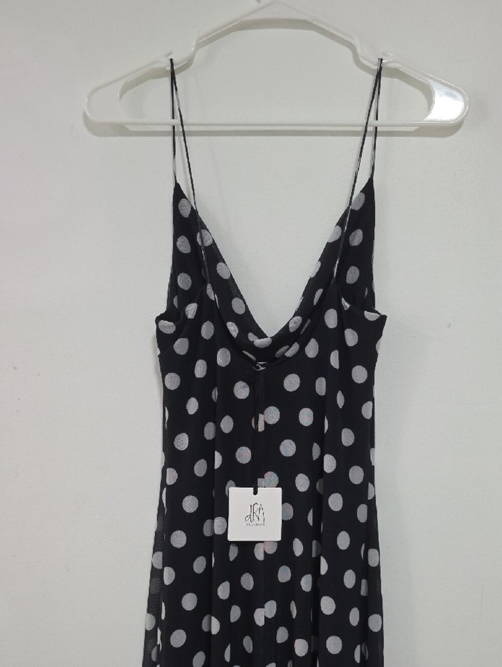 Polka Dot Slip Midi Dress in Black - Picture 4 of 6